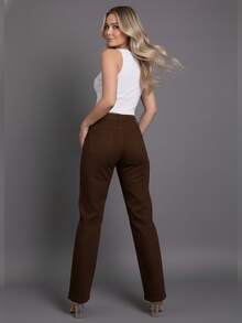 BNB Women's Wide Leg Jeans, High Waist, Elegant Outfits, Premium Twill - 棕色 - 查看 5