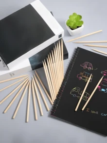 Zestaw pisaków do rysowania Scratch Art, wytrzymałe narzędzia do rysowania Scratch Art, patyczki do rękodzieła, drewniany rysik do rysowania Scratch Art, kreatywne patyczki do rysowania DIY, artykuły szkolne, powrót do szkoły dla nastolatków i nauczycieli - Beżowy - Zobacz 4