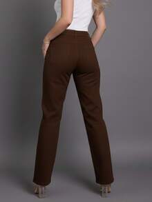 BNB Women's Wide Leg Jeans, High Waist, Elegant Outfits, Premium Twill - 棕色 - 查看 2