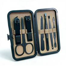 棕色皮革套装按扣 7/16/24/26/32 件美甲工具套装 S 角质层钳切割套装专业指甲钳修脚美甲美容工具 - 彩色 - 查看 24