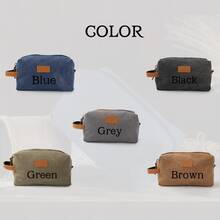 1pc Customized Men's Canvas Toiletry Bag, Large Capacity Handheld Travel Organizer, Men's PU Leather Cosmetic Bag, Can Be Engraved With Name/Letter, Men's Leather Accessories, Suitable For Business Trip, Commute, Gym, Groomsmen, Father's Day, Birthday, Anniversary, Valentine's Day, Gift For Husband, Dad, Son, Boyfriend, Bachelor, Christmas - Multicolor - View 5