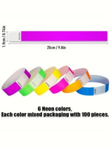 100/500/1000个纸质腕带，防水夜光腕带，可调节腕带，适用于音乐会、派对、游乐园、节日、圣诞节和万圣节门票，夜光编码混合色腕带（无编码、编码、星形、VIP混合） - 彩色 - 查看 3