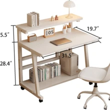 Large Space Storage Liftable Double-Layer Home Study Table Desk With Bookshelf 80*40cm - Multicolor - View 3