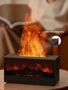1个150毫升创意壁炉香薰机，超声波火焰加湿器，带7色LED灯和遥控器，篝火精油香薰机，男女皆宜的理想礼物，情人节佳品，冬季必备（USB供电） - 彩色 - 查看 9