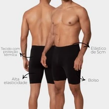 Men's Thermal Bermuda Shorts With Pocket, Unisex Base Layer Anti-Chafing Cycling Shorts With UV50+ Protection - 黑色 - 查看 3