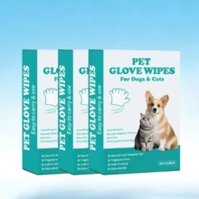 6 toallitas por paquete Toallitas Pet Glove + Toallitas limpiadoras universales para gatos y perros Sin fragancia, hipoalergénicas / Material de doble cara Adecuadas para la limpieza diaria del pelaje / Cuidado durante las salidas / Aseo de mascotas pequeñas Limpian y desodorizan / Acondicionan y suavizan el pelaje No se pegan después de su uso / Seguras si se lamen Cómodo envase individual - Blanco - Ver 14