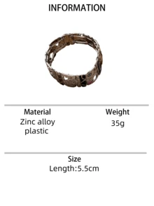 Nocturel 1pc Women's Fashion Elastic Bangle, Vintage Boho Style With Crown, Hollow Heart & Spiral Geometric Letter Print Mix Design, Great For Vacation - Multicolor - View 6