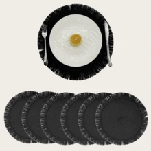 Set 1/4/6 buc. Covorașe țesute naturale, stil boem, potrivite pentru bucătărie, masă, interior/exterior, lavabile, rezistente la căldură, se curăță prin ștergere, ideale pentru camping, sărbători, nunți, petreceri - Multicolor - Vizualizare 16