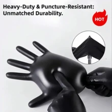 100pcs Disposable Nitrile Gloves, 100 Pieces In Black, 5-Mil Ultra-Durable And Thickened, Latex-Free And Powder-Free, Waterproof And Tear-Resistant, Suitable For Kitchen Cleaning, Tattooing, Pet Grooming, Beauty Salons, Housework, And Outdoor Cleaning. - 100片(L) - 查看 2