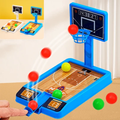 1 stuk mini basketbalring voor op het bureau, willekeurige kleur. Kleuren kunnen variëren (blauw, wit, geel, groen). Patroon kan variëren (zelfklevend).