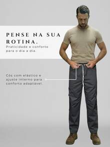 Calça De Brim Pesado Uniforme Profissional Operacional Lisa Trabalho - Grafite - Visão 2