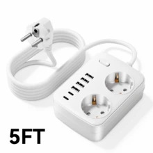 1pc 45° Tilted Travel Adapter | 2 USB-C Ports (100W PD Charging) + 4 USB-A Ports | 8-In-1 Multifunctional Charging Hub, Suitable For Laptops, Phones, Tablets, Cameras & More | Compact & Portable Design, Ideal For Travel, Office & Home Desk | Made Of Flame Resistant & Heat-Resistant Materials, Built-In Smart Protection Chip, & Reliable | Compatible With Global Voltages, Multi-Ports & Widely Spaced Plugs, Space-Saving.