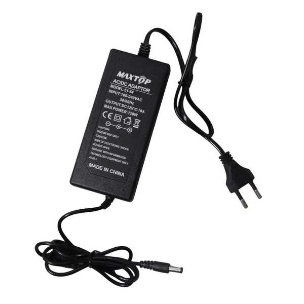 Fonte Carregador Bivolt 12V 10A Plug 5.5mm 51-54 Maxtop