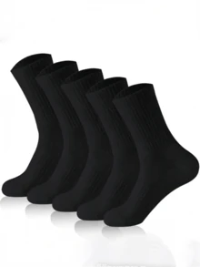 10 Pairs Of Men's Mid-Calf Socks, Men's Socks, Men's And Women's Socks, Solid Color Socks, Suitable For Daily Wear By Men And Women