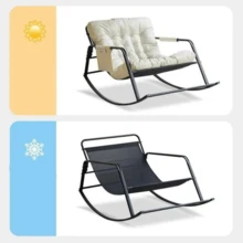 Silla mecedora ajustable extra grande y cómoda: asiento de plástico resistente con estructura robusta, silla de ocio versátil y portátil para interior y exterior, mueble de jardín, diseño de respaldo escalonado, sillón reclinable cómodo, tumbona de ocio, sillón reclinable decorativo, sillón de lactancia, silla mecedora con cojín grande, silla de patio, silla de relajación, mueble de exterior, silla mecedora, con capacidad para 2 personas. - Gris - Ver 5