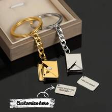 1pc Customized Engraved Keychain With Loving Message, Personalized Envelope Keychain, Love Letter, Best Gift For Dad, Husband, Christmas