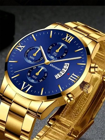 Men's Fashion Business Quartz Watch With Faux Three-Eye Dial And Calendar Function As A Gift For Students Returning To School