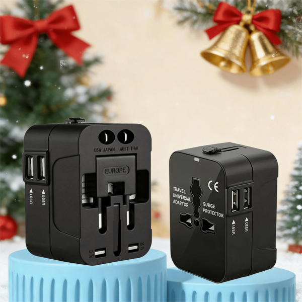 1pc Travel Adapter With USB Port, Universal Multi-Function Global Adapter Power Converter Wall Charger AC Plug Adapter With 2 USB Charging Ports, Compatible With USA, EU, UK, Australia