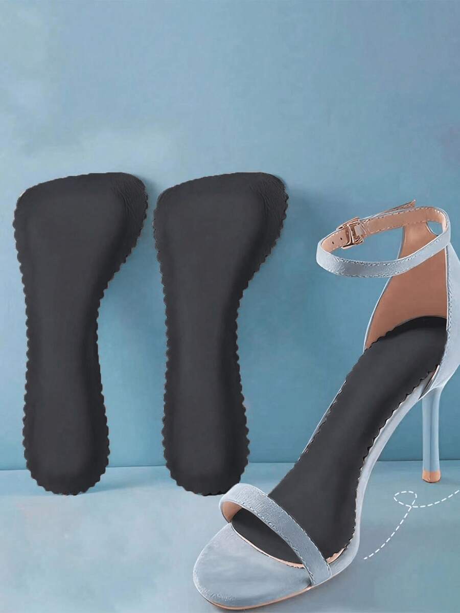1 Pair Of Sandal Insoles Self-Adhesive Women's Summer Non-Slip Breathable Sweat-Absorbing High-Heeled Shoes Thin Seven Cushions - Black - View 1