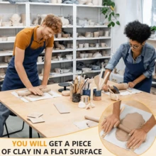 8/10件套木制陶艺雕塑工具套装 - 可调节滑动式粘土擀面杖（带导杆）、精密厚度尺和粘土板修整工具，聚合物粘土工艺手工成型套装 - 彩色 - 查看 2