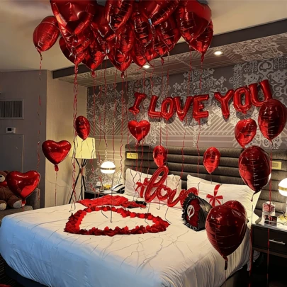 Conjunto de globos con letras "TE AMO" en rojo, incluye globo de papel de aluminio con forma de corazón rojo con "TE AMO", globos de látex rojos de 10 pulgadas, adecuado para aniversario, propuesta, confesión, decoración de fiesta de cumpleaños