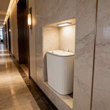 1pc White Trash Can, Lightweight Luxury Bathroom Tissue Box, 26*24cm With Lid, Suitable For Bathroom, Bedroom, Living Room, Office, Graduation Gift, Single Party Gift, Bridesmaid Gift, Father's Day Gift, Halloween Decor, Halloween Gift, Bridesmaid Proposal Gift - Multicolor - View 9