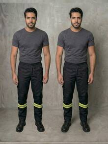 Kit Of 2 Reflective Striped Denim Pants In Various Colors With Pockets - Work Uniform - 黑色 - 查看 1