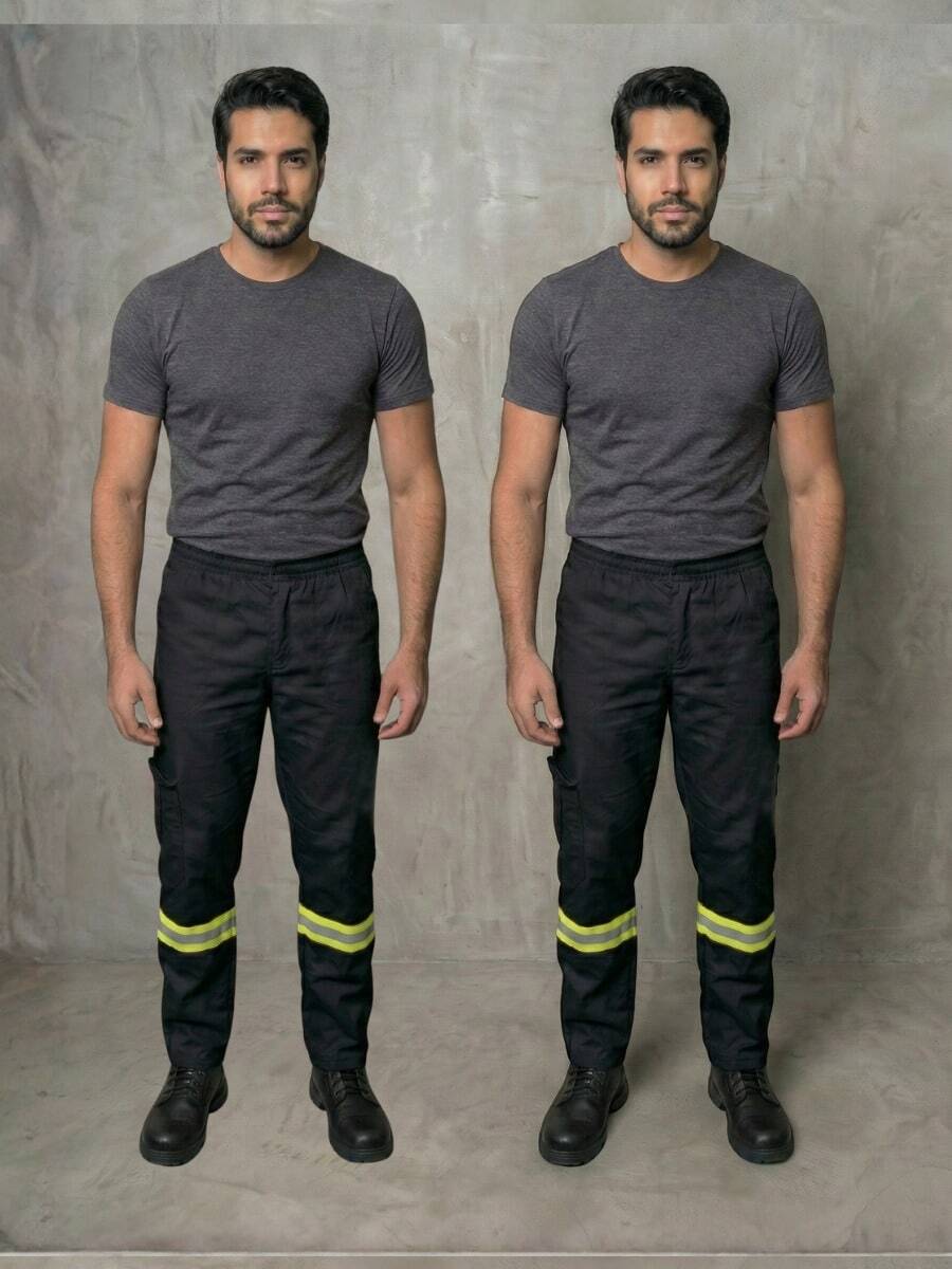 Kit Of 2 Reflective Striped Denim Pants In Various Colors With Pockets - Work Uniform - 黑色 - 查看 1