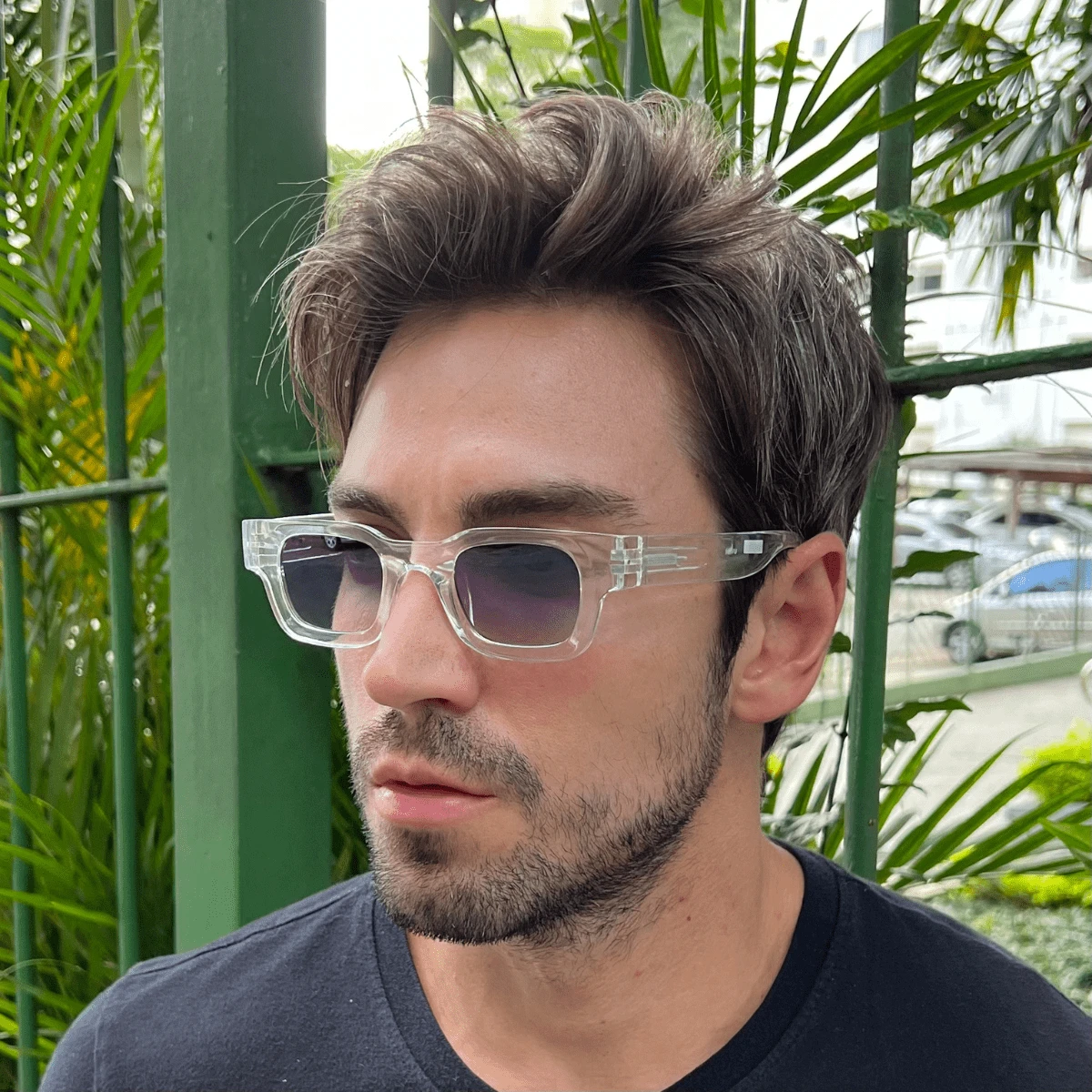 Premium Men's And Women's Square Retro Modern Sunglasses With Comfortable Spring-Loaded Temples And Cosmetic Lenses With UV400 Protection. - Crystal - View 1