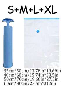 超大真空收纳袋套装,含1个手动气泵 - 节省空间,密封压缩,防尘防潮,适用于衣物和床上用品,是宿舍、衣柜和搬家的理想之选。 - 彩色 - 查看 20