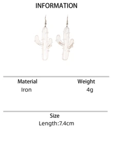 1 Pair Boho Western Style Hollow Cactus Design Dangle Earrings, Suitable For Women's Everyday & Holiday Wear - Earrings - View 15
