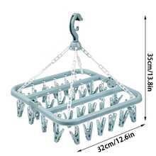 1pc Multi-Function Foldable Detachable Drying Rack, Clothesline With Clips For Socks, Underwear, Suitable For Bedroom, Bathroom, Balcony, Wardrobe, Essential For Back To School - Grey - View 12