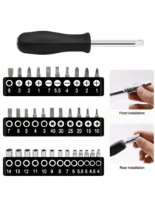 46 Piezas Kits de reparación de automóviles, juegos de llaves de trinquete, herramientas combinadas de reparación de automóviles - Plateado - Ver 5