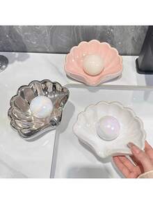 قطعتان صحن صابون بشكل ورقة، رف تخزين لحمام للصابون والفرشاة، مصنوع من مادة بلاستيكية متينة، بتصميم ديكور حديث، صينية غير انزلاقية - متعدد الألوان - مشاهدة 5