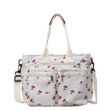 Bolsa tote de mujer con patrón de cerezas, bolsa cruzada linda para uso diario, bolsa casual, moderna y versátil de alta calidad para el traslado diario, bolsa de compras a la moda para chicas - Blanco - Ver 1