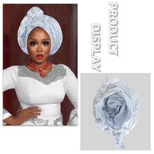 1件装时尚非洲自动头巾尼日利亚女士头巾成品婚礼头巾 - 彩色 - 查看 5