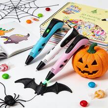 Bolígrafo de impresión 3D con pantalla LCD, ajuste de 3 velocidades, filamento PLA de 1.75mm, manualidades creativas profesionales DIY, regalo de cumpleaños - Rosa - Ver 2