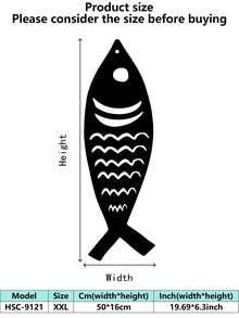 1 pieza (20-60cm), Decoración de pared de pez de metal estilizado, con diseños de peces de patrones negros detallados, en un estilo minimalista artístico, ideal para amantes de la decoración del hogar moderna, tema minimalista acuático - perfecto para Halloween/Navidad/Día del Niño, fiestas en el hogar/proyectos DIY/inauguraciones de casa, cocina/sala de estar/dormitorio/balcón, primavera/verano, colgante decorativo - Multicolor - Ver 12