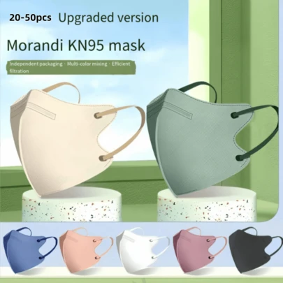 20pcs 4D KN95 Adult Face Masks, Upgraded Solid Color High Filtration Masks, Skin-Friendly Morandi Masks For All Seasons