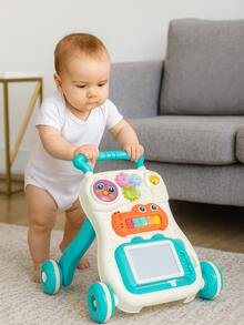 CAMINADORA BEBÉ MULTIFUNCIONAL 4-en-1 Antivuelco & Anticaída Andadera con Panel Musical Didáctico Altura Ajustable y Llantas de Goma Silenciosas Andador  6-18 Meses - Azul menta - Ver 5