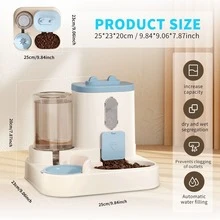 A Set Of Automatic Feeder And Waterer, 2 In 1 Automatic Cat Waterer Set, Cat Waterer, Cat Feeder, Cat Food Dispenser, Gift For Cat And Dog Lovers, Easy Feeding, Large Capacity, Detachable, Washable, Automatic Feeding Station, Indoor Cat Food Bowl. Suitable For Cats And Dogs Drinking Water, Feeding - 1500毫升 - 查看 13