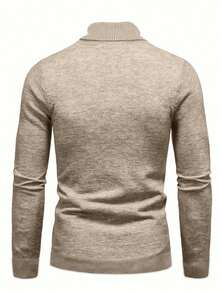1pc Men's Casual Sports Comfortable Thermal Lined Turtleneck Sweater, Slim Fit, Suitable For Home And Outdoor Activities, Can Be Gifted To Couples, 100% Polyester Material, Available In Multiple Colors - 咖啡棕 - 查看 6