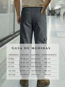 Calça De Brim Pesado Uniforme Profissional Operacional Lisa Trabalho - Grafite - Visão 4