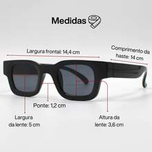 Premium Men's And Women's Square Retro Modern Sunglasses With Comfortable Spring-Loaded Temples And Cosmetic Lenses With UV400 Protection. - 黑藍色鏡片 - 查看 4