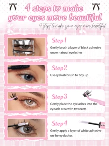 390pcs Book-Style False Eyelashes - 12mm, Natural/Comfortable/Cat Eye/Foxy/Cosplay/Performance, Suitable For Multiple Occasions, Enhance Your Charm - Black - View 4