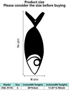 1 pieza (20-60cm), Decoración de pared de pez de metal estilizado, con diseños de peces de patrones negros detallados, en un estilo minimalista artístico, ideal para amantes de la decoración del hogar moderna, tema minimalista acuático - perfecto para Halloween/Navidad/Día del Niño, fiestas en el hogar/proyectos DIY/inauguraciones de casa, cocina/sala de estar/dormitorio/balcón, primavera/verano, colgante decorativo - Multicolor - Ver 15