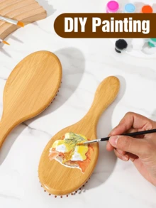 10 Pcs Bamboo Hair Brush Natural Wooden Paddle Brush Round Bristles Scalp Massage For Women Men Hair Growth - 薑色 - 查看 5