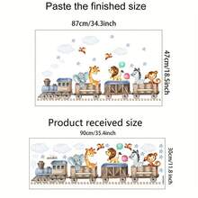 1pc Creative Watercolor Animal Hippopotamus, Zebra, Leopard, Giraffe, Train Pattern Self-Adhesive Wall Sticker, Nursery Decor, Girls/Boys Bedroom, Hallway, Living Room, Balcony Home Wall Decor - Multicolor - View 9