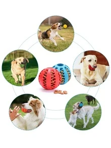 Natural Rubber Durable Interactive Pet Chew Toy Ball, Dog Dental Cleaning Snack Toy - Multicolor - View 7