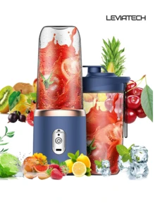 1pc 400ml Wireless Portable Electric Juicer Blender, USB Rechargeable Mini Fruit Juice Mixer With 6 Blades And Dual Cups, Multifunctional Juicing Cup Blender For Home Or Outdoor Kitchen, Suitable For Extracting Vegetables, Fruits And Making Milkshakes - Single Cup With Lid - View 2